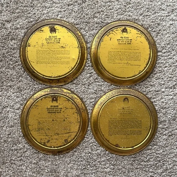 Set of 4 Vintage Tin Plates by Fabcraft - Picture 2 of 10